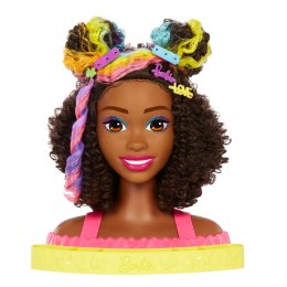 BARBIE GŁOWA DO STYLIZACJI NEONOWA TĘCZA KRĘCONE WŁOSY HMD79 MATTEL