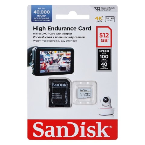 KARTA PAMIĘCI SANDISK HIGH ENDURANCE (rejestratory i monitoring) microSDXC 512GB V30 z adapterem SanDisk