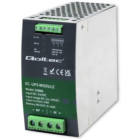 QOLTEC MODUŁ UPS DC NA SZYNĘ DIN | 40A | 24V Qoltec