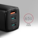 AXAGON ACU-DPQ65 Ładowarka sieciowa, GaN 65W, 3x port (USB-A + dual USB-C), PD3.0/QC4+/PPS/Apple AXAGON