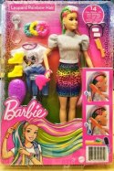 BARBIE Fryzura Kolorowa Panterka Lalka GRN81 MATTEL