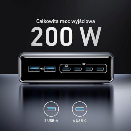 Ładowarka wieloportowa Anker Prime GaN 2x USB-A 4x USB-C PD 200W Czarna ANKER