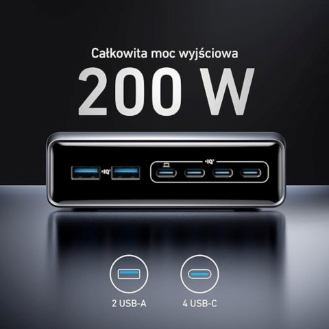 Ładowarka wieloportowa Anker Prime GaN 2x USB-A 4x USB-C PD 200W Czarna ANKER