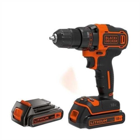 Akumulatorowa wiertarko-wkrętarka 18V Black+Decker [BDCDD186KB-QW] Li-Ion, 2x1,5Ah Black&Decker