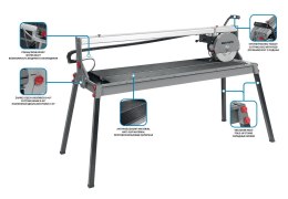 Przecinarka do glazury 1500W Graphite 250x25, rozmiar stołu 1230x460, zakres cięcia 1200mm GRAPHITE