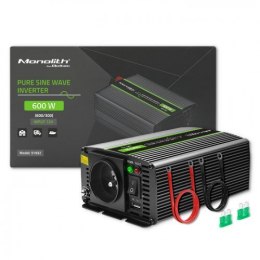 QOLTEC PRZETWORNICA NAPIĘCIA MONOLITH | 300W | 600W | 12V NA 230V | CZYSTY SINUS Qoltec