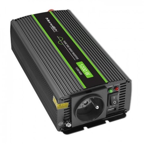 QOLTEC PRZETWORNICA NAPIĘCIA MONOLITH | 600W | 1200W | 12V NA 230V | CZYSTY SINUS Qoltec