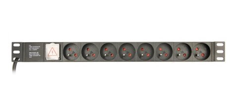 GEMBIRD LISTWA ZASILAJĄCA RACK 19" PDU EG-PDU-014-FC14 1U, 16A, 8X FRANCUSKIE GNIAZDO, WTYK C14, KABEL 3M GEMBIRD