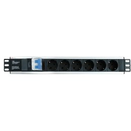 Techly I-CASE STRIP-16SH rozdzielacz zasilania PDU 6 x gniazdo sieciowe 1.5U Czarny, Srebrny TECHly