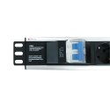 Techly I-CASE STRIP-16SH rozdzielacz zasilania PDU 6 x gniazdo sieciowe 1.5U Czarny, Srebrny TECHly