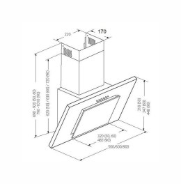 Okap AKPO WK-4 NERO 2.0 50 SZARY/SZARE SZKŁO T300 Liniowy LED/Siłownik AKPO