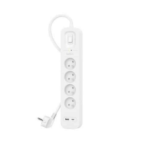 Listwa zasilająca Belkin Power Surge 4-PORT + 1xUSB-A +1xUSB-C 2.4A PD 525J 2m White Belkin