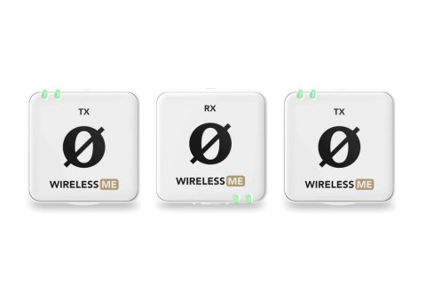 RODE Wireless ME Dual White  - Kompaktowy bezprzewodowy system mikrofonowy z dwoma nadajnikami do nagrywania dwukanałowego (biał RODE