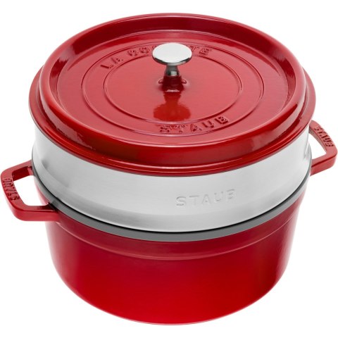 STAUB LA COCOTTE Garnek żeliwny okrągły z wkładem 3.8 ltr czerwony STAUB