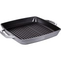 STAUB Kwadratowa patelnia żeliwna grillowa z dwoma uchwytami 33 cm, grafitowy STAUB