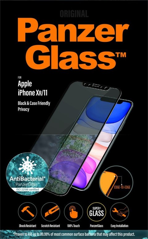 PANZERGLASS SZKŁO HARTOWANE Apple iPhone 11 | XR | Edge-to-Edge CZARNE DO ETUI PanzerGlass