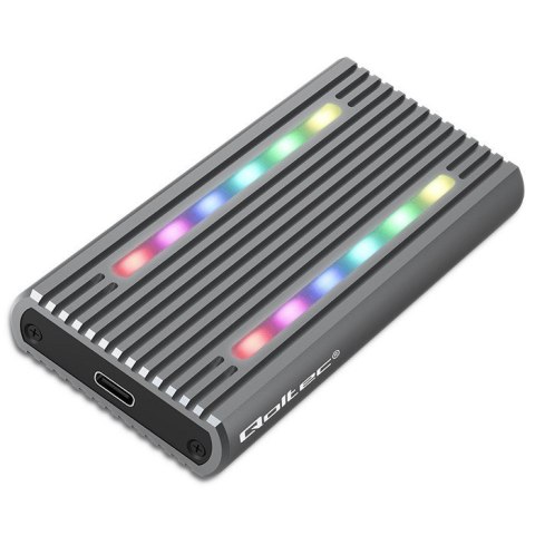 Qoltec 52272 Obudowa | kieszeń na dysk M.2 SSD | SATA | NVMe | RGB LED | USB-C | 4TB Qoltec