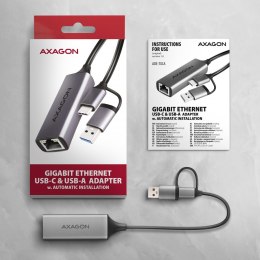 Karta sieciowa AXAGON ADE-TXCA Gigabit Ethernet, USB-C + USB-A - Titanium Grey AXAGON