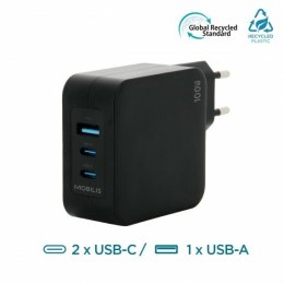 Mobilis Charger 100W 2USB C 1USBA GaN cable 100W Laptop, Smartfon, Tablet Czarny Prąd przemienny Wewnętrzna Ravanson