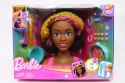 BARBIE GŁOWA DO STYLIZACJI NEONOWA TĘCZA KRĘCONE WŁOSY HMD79 MATTEL