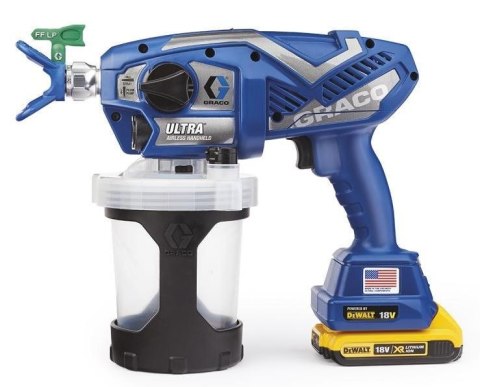 GRACO PISTOLET DO MALOWANIA ULTRA AIRLES ( 2 x AKU. 2AH DEWALT+ ŁAD. ) + TORBA Graco