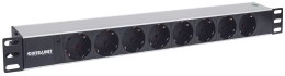 Intellinet 714037 rozdzielacz zasilania PDU 8 x gniazdo sieciowe 1U Aluminium, Czarny Intellinet