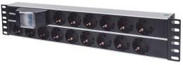 Intellinet 714051 rozdzielacz zasilania PDU 15 x gniazdo sieciowe 2U Aluminium, Czarny Intellinet