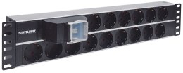 Intellinet 714051 rozdzielacz zasilania PDU 15 x gniazdo sieciowe 2U Aluminium, Czarny Intellinet