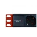 Techly I-CASE STRIP-81V2 rozdzielacz zasilania PDU 8 x gniazdo sieciowe 1U Czarny, Czerwony TECHly