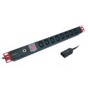 Techly I-CASE STRIP-8C rozdzielacz zasilania PDU 8 x gniazdo sieciowe 1U Czarny TECHly