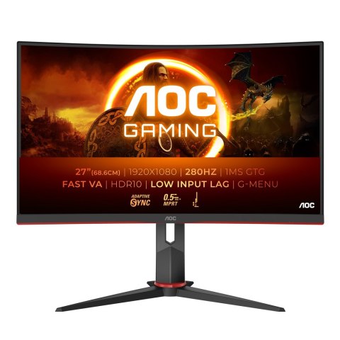 AOC G2 C27G2Z3/BK monitor komputerowy 68,6 cm (27") 1920 x 1080 px Full HD LED Czarny, Czerwony AOC