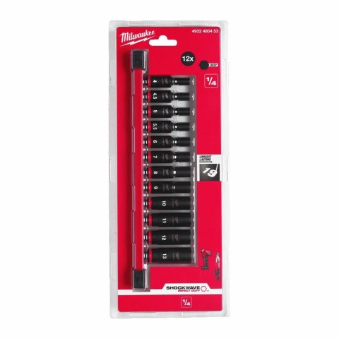 MILWAUKEE ZESTAW NASADEK UDAROWYCH 1/4" 12szt. MILWAUKEE