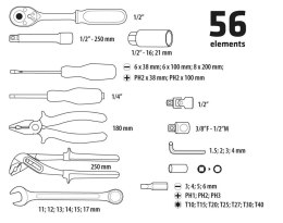 Zestaw narzędzi Topex 56 sztuk TOPEX