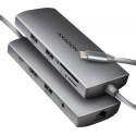 AXAGON HMC-8HLSA Wieloportowy koncentrator USB-C 3.2 Gen 1, 3x USB-A + 4K/60Hz HDMI + SD/microSD, Gigabit LAN, Audio, PD 100W -  AXAGON