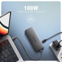 AXAGON HMC-8HLSA Wieloportowy koncentrator USB-C 3.2 Gen 1, 3x USB-A + 4K/60Hz HDMI + SD/microSD, Gigabit LAN, Audio, PD 100W -  AXAGON