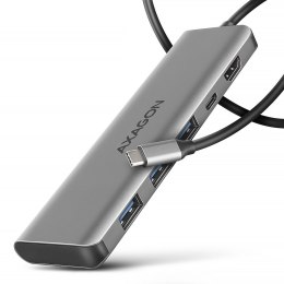 Axagon HMC-5H USB-C 3.2 Gen 1 hub 3x USB-A 4K HDMI PD 100W - Silber Przewodowa USB 3.2 Gen 1 (3.1 Gen 1) Type-C Srebrny AXAGON