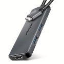 Axagon HMC-5H8K USB 5Gbps hub 2x USB-A USB-C HDMI 8k/30Hz PD 100W kabel USB-C Przewodowa USB 3.2 Gen 1 (3.1 Gen 1) Type-C Szary AXAGON