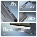 Axagon HMC-5H8K USB 5Gbps hub 2x USB-A USB-C HDMI 8k/30Hz PD 100W kabel USB-C Przewodowa USB 3.2 Gen 1 (3.1 Gen 1) Type-C Szary AXAGON