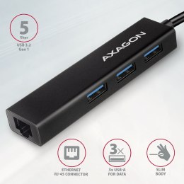 Axagon HMC-GL3A USB-C-Hub 3x USB-A Gbit-LAN schwarz USB 3.2 Gen 1 (3.1 Gen 1) Type-C 5000 Mbit/s Czarny AXAGON