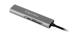 Adapter (HUB) USB typu C na HDMI/USB3.0/SD/MicroSD/C port Kruger & Matz