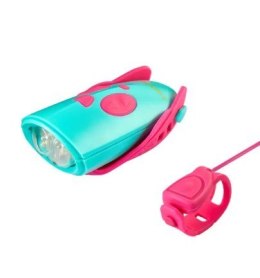 Lampka rowerowa z klaksonem HORNIT Mini PINK - TURQ 5353PITQ HORNIT