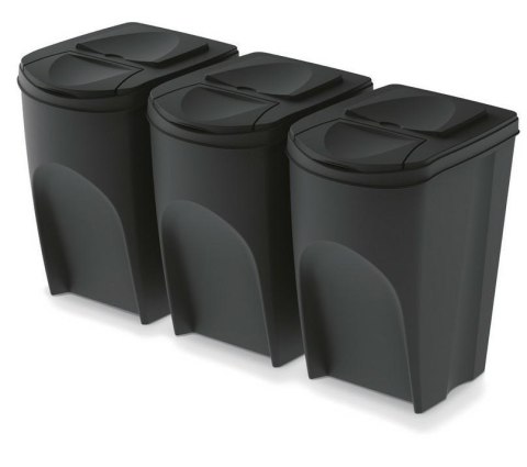 KEDEN KOSZ NA ŚMIECI SORTIBOX 35L SET 3 - CZARNY RECYKLING Prosperplast