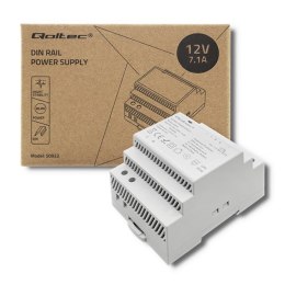 Qoltec Zasilacz na szynę DIN | 85.2W | 12V | 7.1A | Szary Qoltec