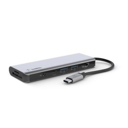 Hub Belkin Connect USB-C 7-in-1 Multiport Adapter 1x4k HDMI/2xUSB-A/1xUSB-C PD3.0/1xRJ45 Gigabit/1xCard reader/1xAudio Grey Belkin