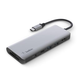 Hub Belkin Connect USB-C 7-in-1 Multiport Adapter 1x4k HDMI/2xUSB-A/1xUSB-C PD3.0/1xRJ45 Gigabit/1xCard reader/1xAudio Grey Belkin