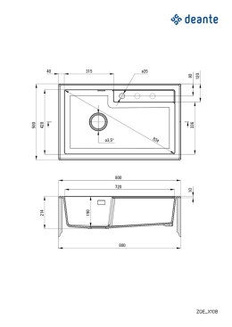 Deante Eridan ZQES10B zlewozmywak granitowy 80x50 cm Deante