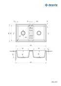 Deante Eridan Zlewozmywak 2-komorowy bez ociekacza ZQE_S203 Deante