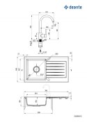 ZORBA Zlew granit z baterią 1-komorowy z ociekaczem Deante
