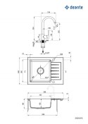 Zlewozmywak granitowy z baterią 1-komorowy z ociekaczem DEANTE grafit chrom ZORBA Deante