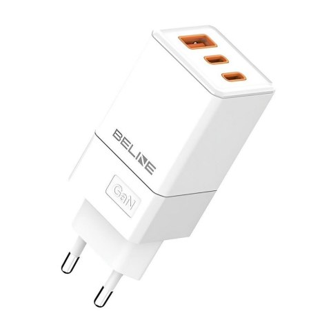 Ładowarka sieciowa Beline 65W GaN 2xUSB-C PD 3.0 + 1xUSB-A QC 3.0 bez kabla - biała No name